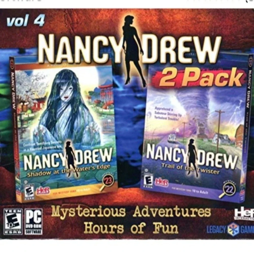 NEW PC Game 2 Pack - Nancy Drew TRAIL OF THE TWISTER + SHADOW AT THE WATERS EDGE